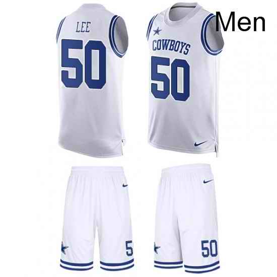 Mens Nike Dallas Cowboys 50 Sean Lee Limited White Tank Top Suit NFL Jersey